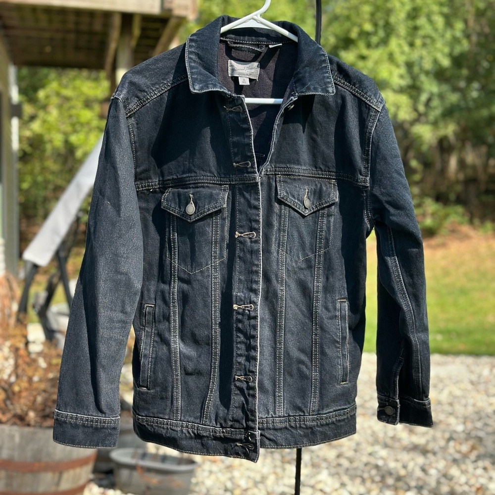 Universal Thread Women’s Charcoal Black Denim Jean Jacket XS Button Front